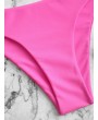  Knotted Plunge Swimwear Swimsuit - Neon Pink S