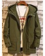 Solid Color Zip Up Pocket Decorated Jacket - Army Green L