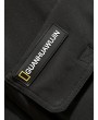 Letter Print Applique Flap Pocket Hooded Jacket - Black M