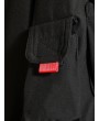 Letter Print Applique Flap Pocket Hooded Jacket - Black M