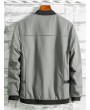 Color Spliced Zip Up Pocket Decorated Jacket - Gray M