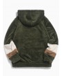 Colorblock Splicing Faux Fur Fluffy Hooded Jacket - Army Green L