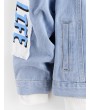 Graphic Printed Long-sleeved Denim Jacket - Jeans Blue Xl
