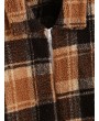 Plaid Pattern Zip Up Long-sleeved Jacket - Coffee M