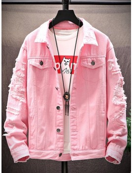 Destroyed Pockets Jacket - Pink L