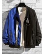 Ring Ribbon Letter Graphic Two Tone Spliced Jacket - Blue L