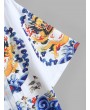 Dragon Print Kimono Cardigan - White M