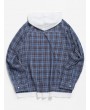 Plaid Pattern Long-sleeved Pocket Shirt - Blue S