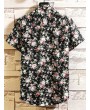 Short Sleeves Ditsy Allover Print Hawaii Beach Shirt - Black Xl