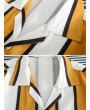 Color Block Stripes Print Casual Shirt - Golden Brown M