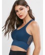 Solid Color Hollow Out U Neck Sports Bra - Peacock Blue M
