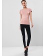 Letter Print Topstitching Perforated Sports Tee - Dark Carnation Pink M