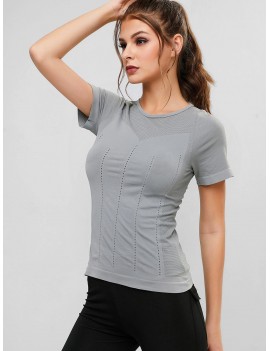 Perforated Wick Sweat Stretchy Gym Tee - Gray S