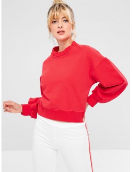 Sports Drop Shoulder Short Sweatshirt - Red L
