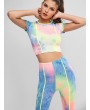 Contrast Piping Two Piece Neon Tie Dye Sports Suit - Multi M