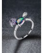 Bird Shape Metal Zircon Ring - Silver Us 6