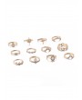 12-piece Teardrop Diamante Ring Set - Gold