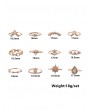 12-piece Teardrop Diamante Ring Set - Gold