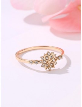 Copper Rhinestone Snowflake Ring - Gold Us 10