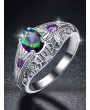 Hollow Geometric Zircon Engagement Ring - Silver Us 6