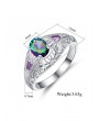 Hollow Geometric Zircon Engagement Ring - Silver Us 6