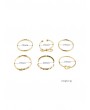 6Pcs Heart Bowknot Hollow Joint Ring Set - Gold