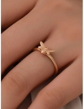 Brief Carved Bee Open Ring - Gold