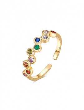 Faux Gem Inlaid Open Ring - Multi-a