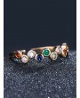 Faux Gem Inlaid Open Ring - Multi-a