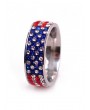 Rhinestone Design American Flag Finger Ring - Multi Us 9