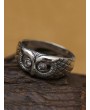 Owl Rhinestone Hollow Engraved Ring - Silver Us 6