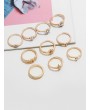 Retro Ten-piece Rhinestone Star Flower Ring Suit - Gold