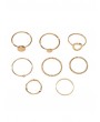 Rhinestone Alloy Circle Rings Set - Gold