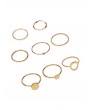 Rhinestone Alloy Circle Rings Set - Gold