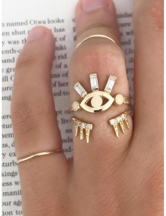2Pcs Eye Crown Shape Ring Set - Gold