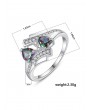 Double Heart Design Zircon Ring - Silver Us 8