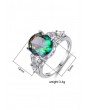 Platinum Colorful Zircon Egg Shape Ring - Silver Us 7