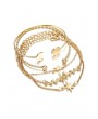 Simple Leaf Celestial Cuff Bracelet Set - Gold