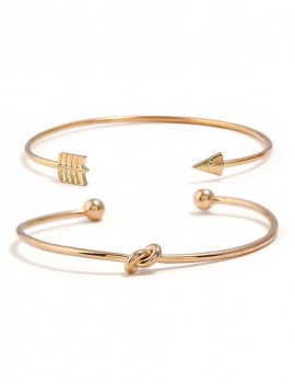 Arrow Designed Cuff Bracelets Set - Gold