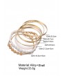 5 Piece Simple Shell Disc Chain Bracelet Set - Gold