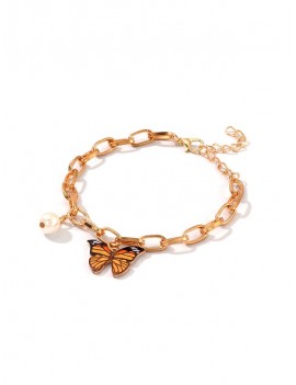 Butterfly Punk Chain Bracelet - Tangerine