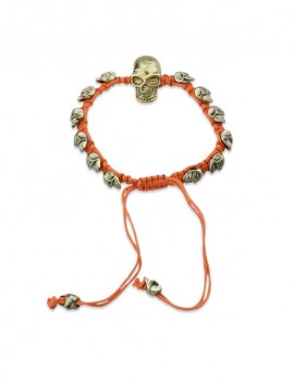 Adjustable Rope Skull Bracelet - Dark Orange