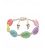Colorful Shell Adjustable Rope Bracelet - Multi-a