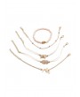 5Pcs Bowknot Pineapple Flamingo Bracelet Set - Gold
