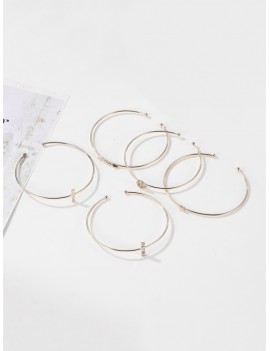 5Pcs Arrow Heart Cuff Bracelet Set - Gold