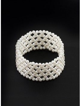 Faux Pearl Multilayered Beaded Bracelet - White