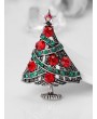 Retro Christmas Tree Full Rhinestone Brooch - Silver