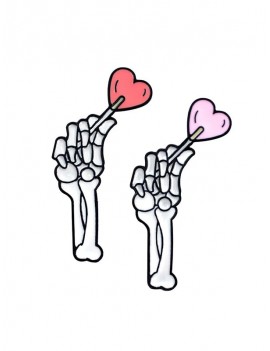 Skeleton Hand Lover Brooches - White