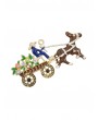 Christmas Carriage Rhinestone Brooch - Brown