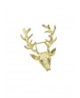Metal Deer Horn Brooch - Gold